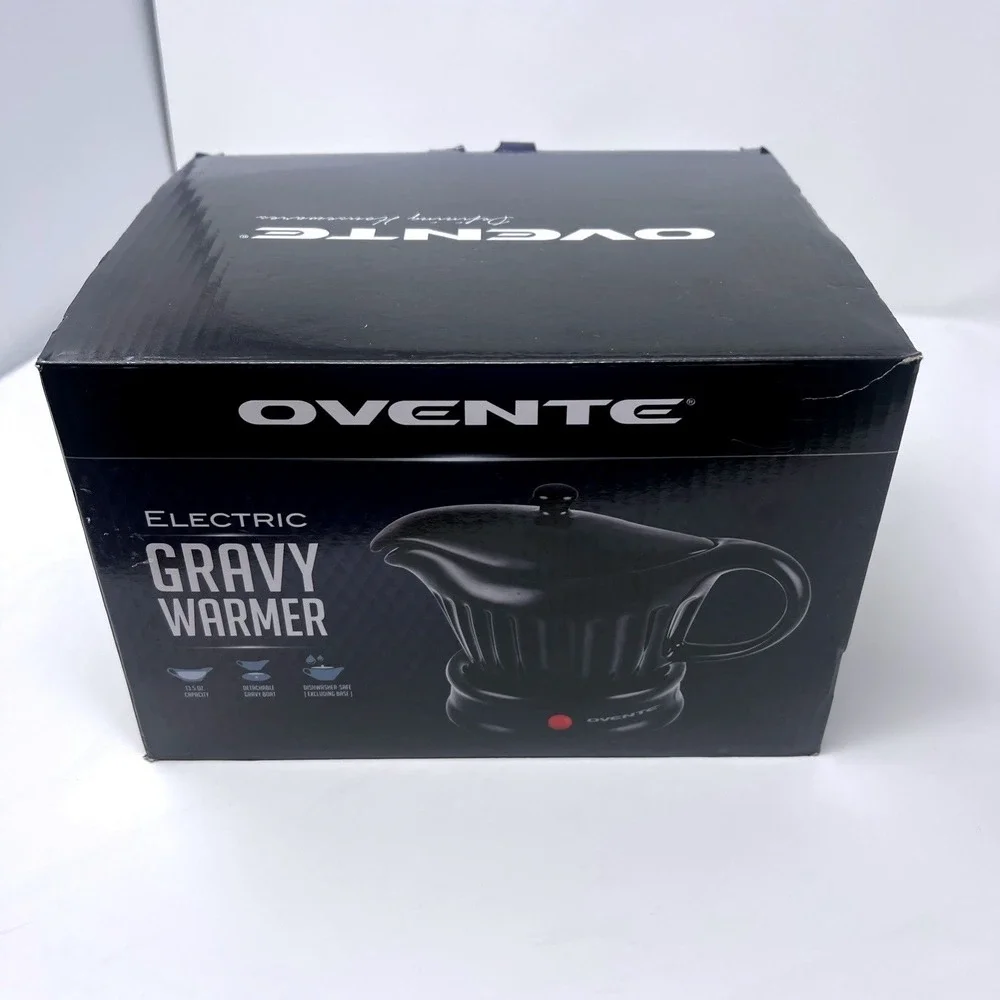 NIB Ovente Electric Gravy Boat Warmer w/ ceramic pot & lid 13.5 oz electric base